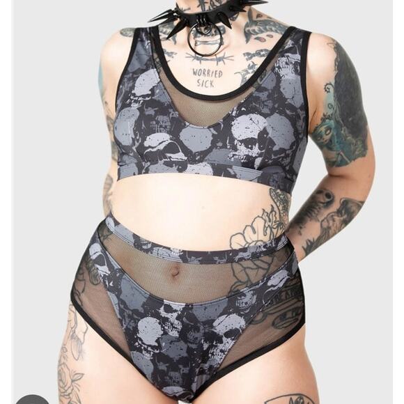 Killstar Other - Killstar Tomb Lagoon Bikini Set XS Black Skull Gothic Pinup Vampy Rockabilly Emo